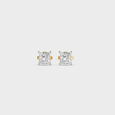 Luxe Princess Diamond Gold Solitaire 14Kt Studs Earring
