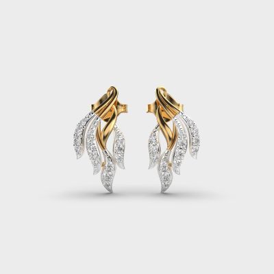 Elegant Ribbon Knot Diamond Gold 9Kt Earrings
