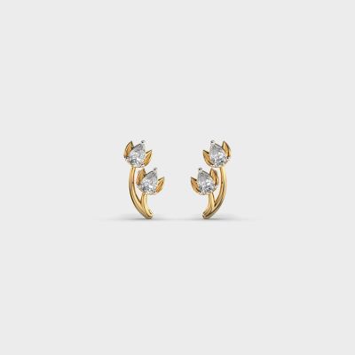 Graceful Tulip Blossom Diamond  9Kt Studs Earrings